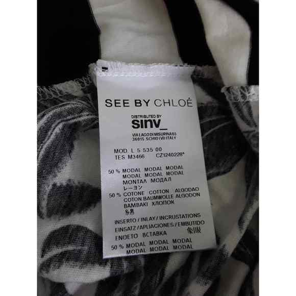 See By Chloe Sz 8 Dress Black  and White Palm Tree Shift EUC - Picture 8 of 10